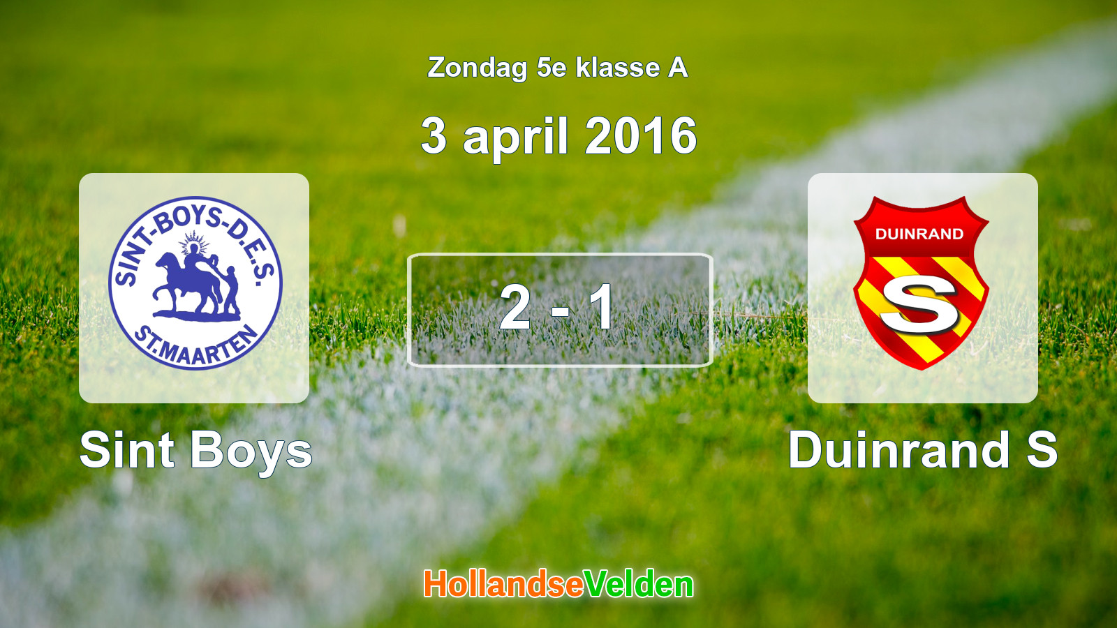 Gespeelde wedstrijd: Sint Boys - Duinrand S 2 - 1 (3 april 2016)