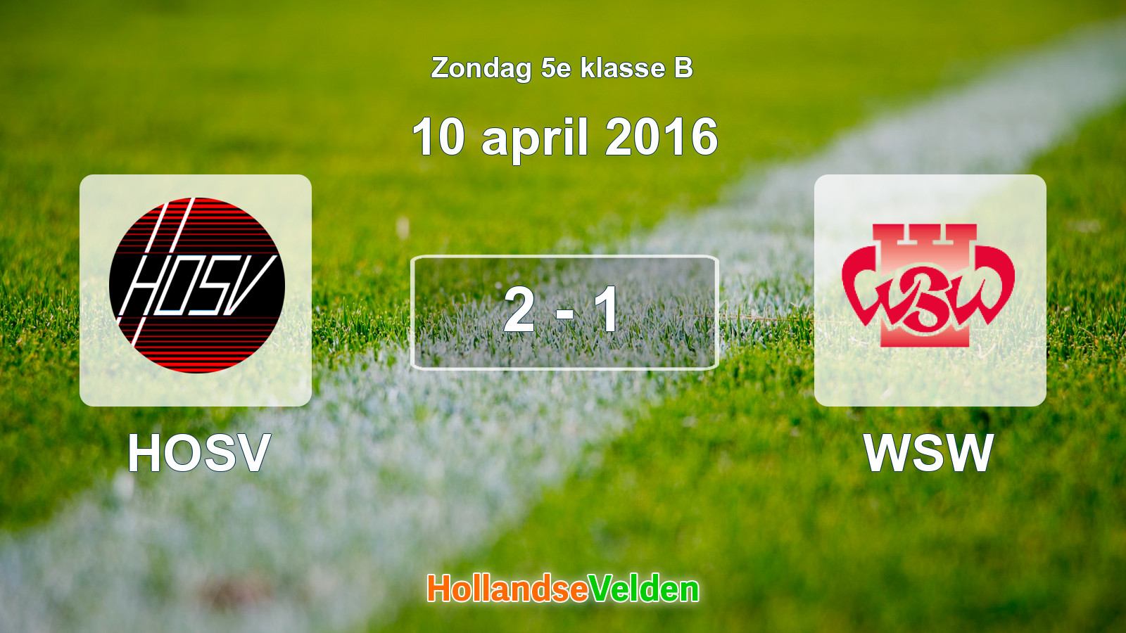 Gespeelde wedstrijd: HOSV - WSW 2 - 1 (10 april 2016)