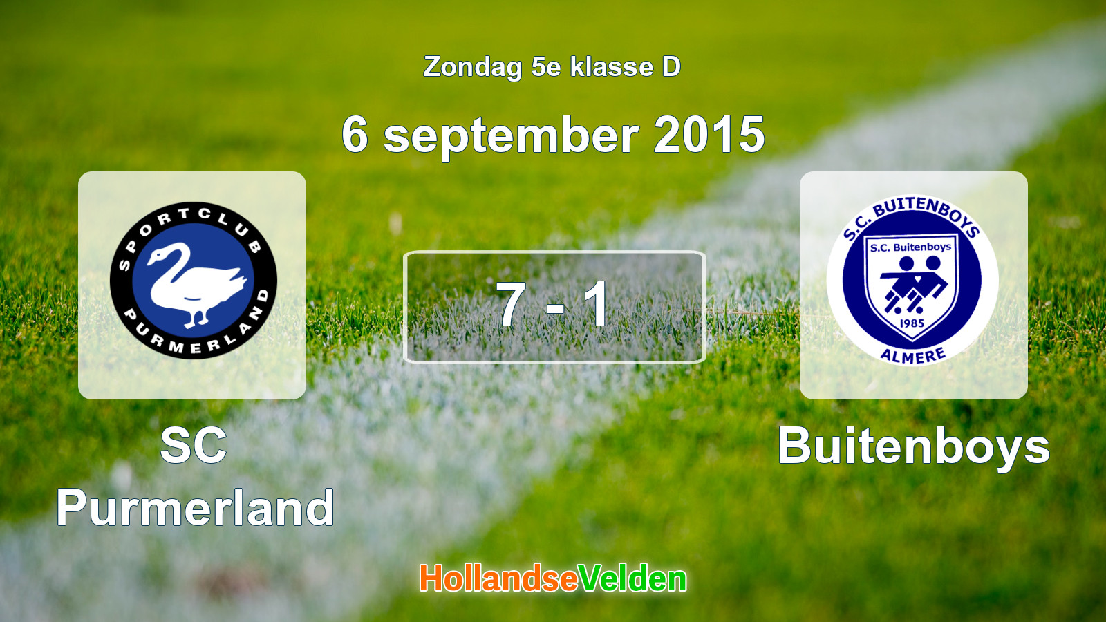 Gespeelde wedstrijd: SC Purmerland - Buitenboys 7 - 1 (6 september 2015)