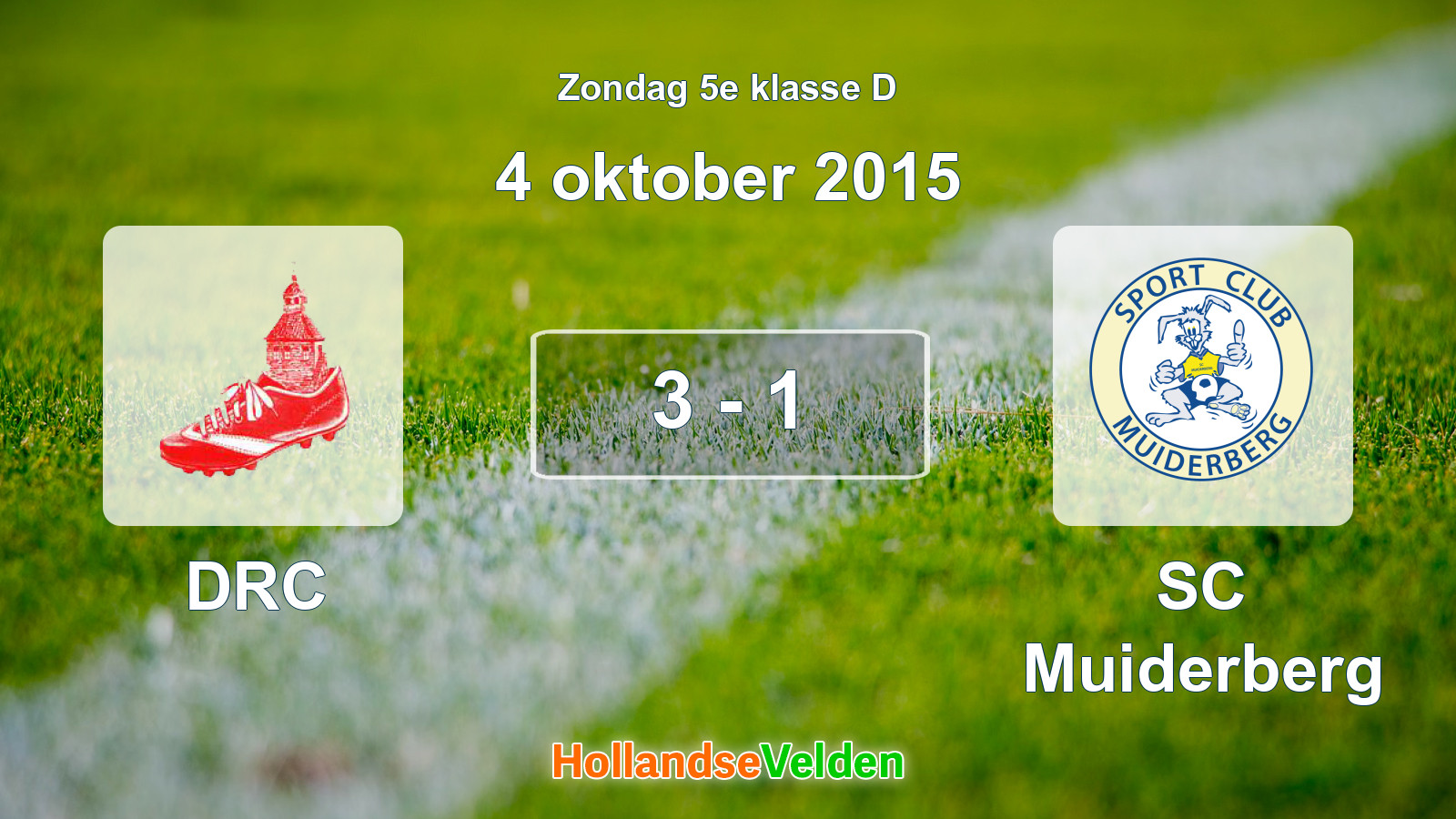 Gespeelde wedstrijd: DRC - SC Muiderberg 3 - 1 (4 oktober 2015)