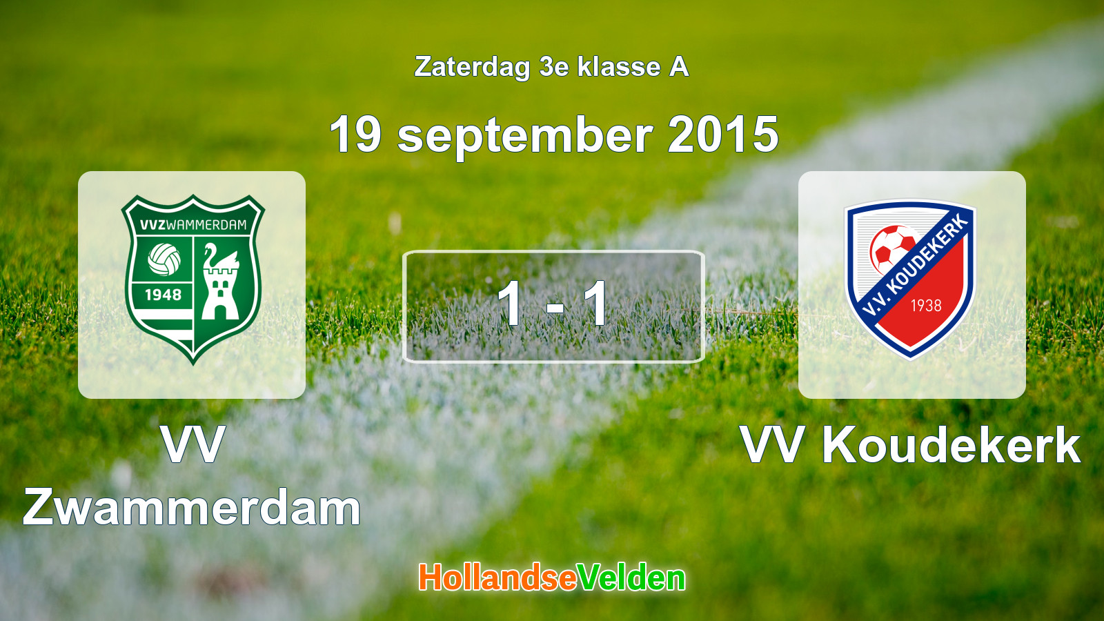 Gespeelde wedstrijd: VV Zwammerdam - VV Koudekerk 1 - 1 (19 september 2015)
