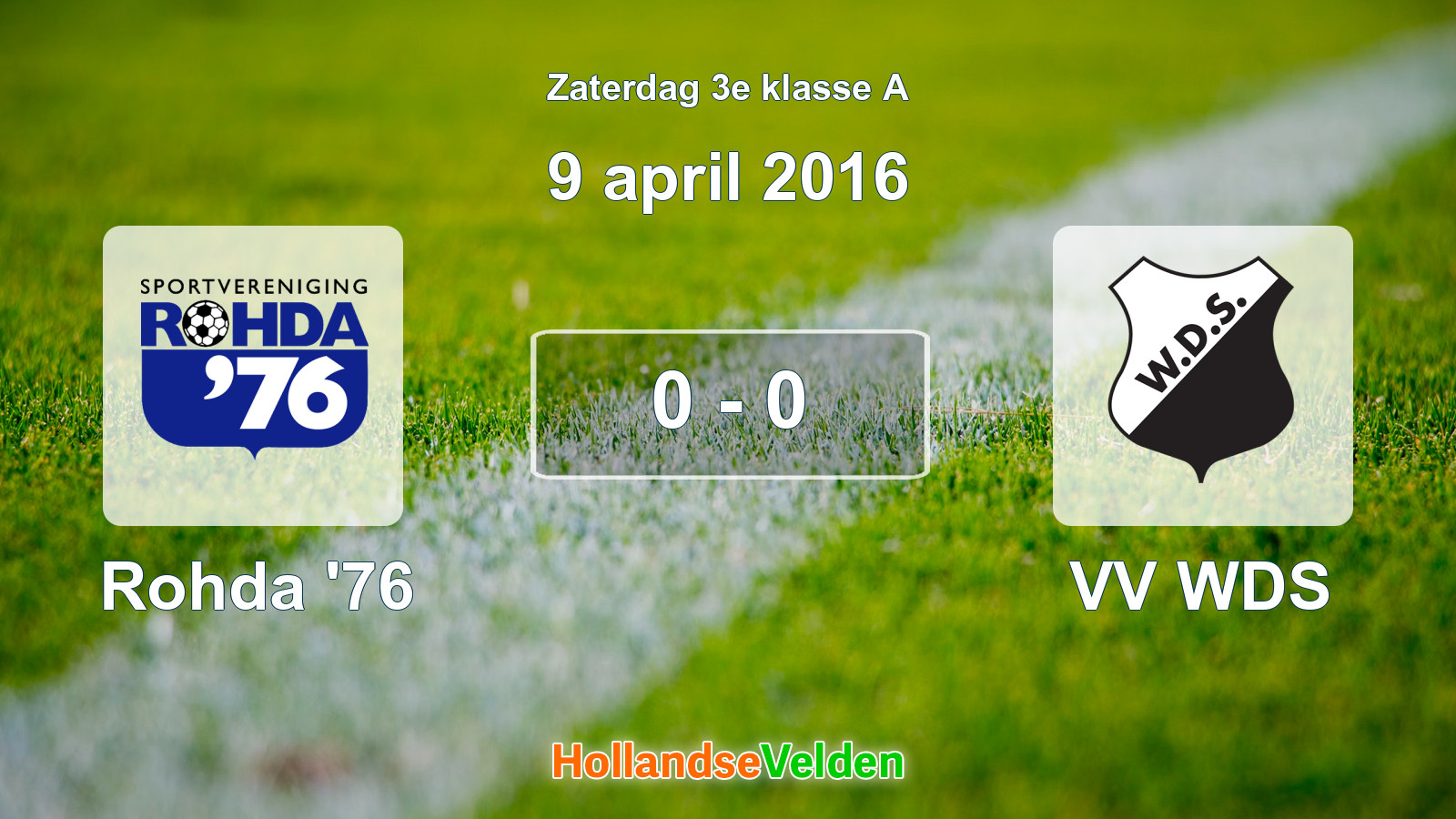 Gespeelde wedstrijd: Rohda '76 - VV WDS 0 - 0 (9 april 2016)