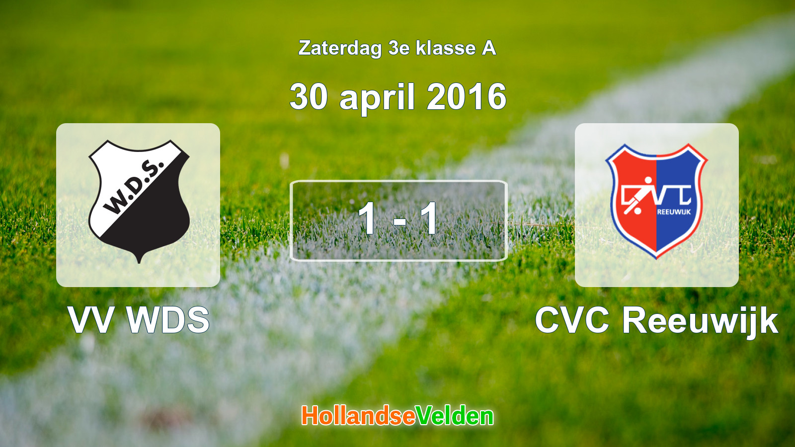 Gespeelde wedstrijd: VV WDS - CVC Reeuwijk 1 - 1 (30 april 2016)