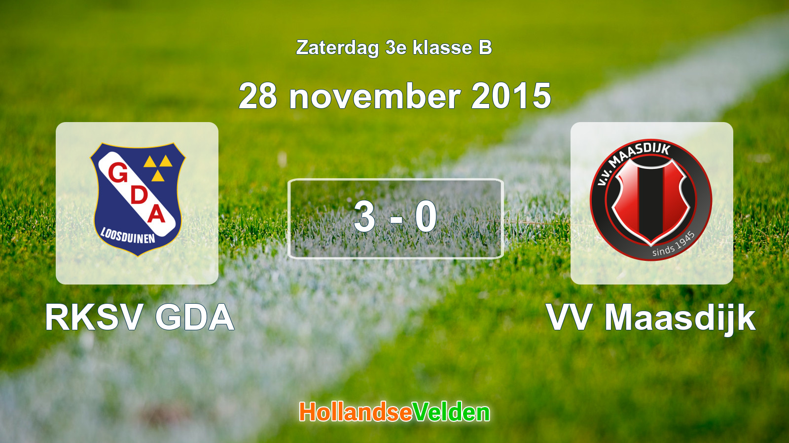 Gespeelde wedstrijd: RKSV GDA - VV Maasdijk 3 - 0 (28 november 2015)