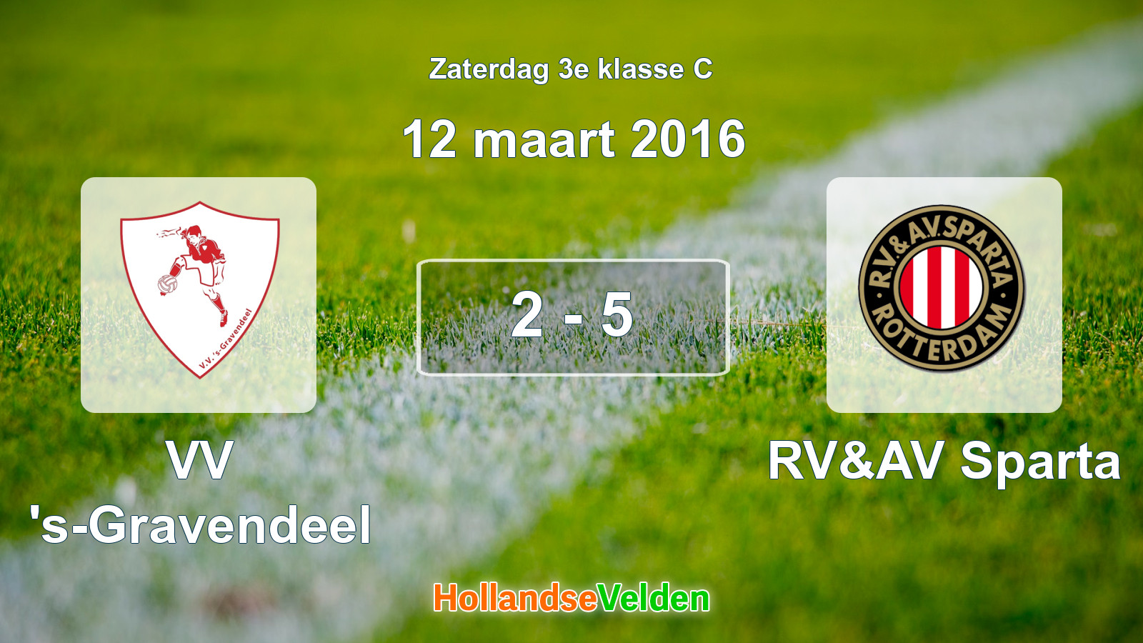 Gespeelde wedstrijd: VV 's-Gravendeel - RV&AV Sparta 2 - 5 (12 maart 2016)
