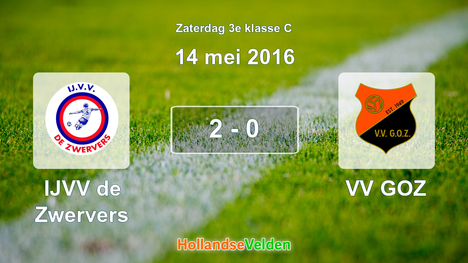 Gespeelde wedstrijd: IJVV de Zwervers - VV GOZ 2 - 0 (14 mei 2016)