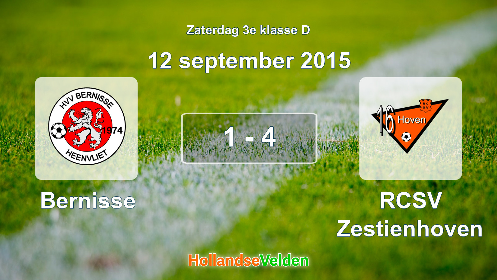 Gespeelde wedstrijd: Bernisse - RCSV Zestienhoven 1 - 4 (12 september 2015)