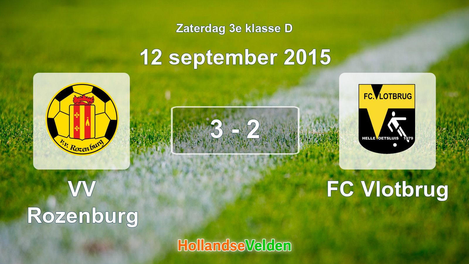 Gespeelde wedstrijd: VV Rozenburg - FC Vlotbrug 3 - 2 (12 september 2015)