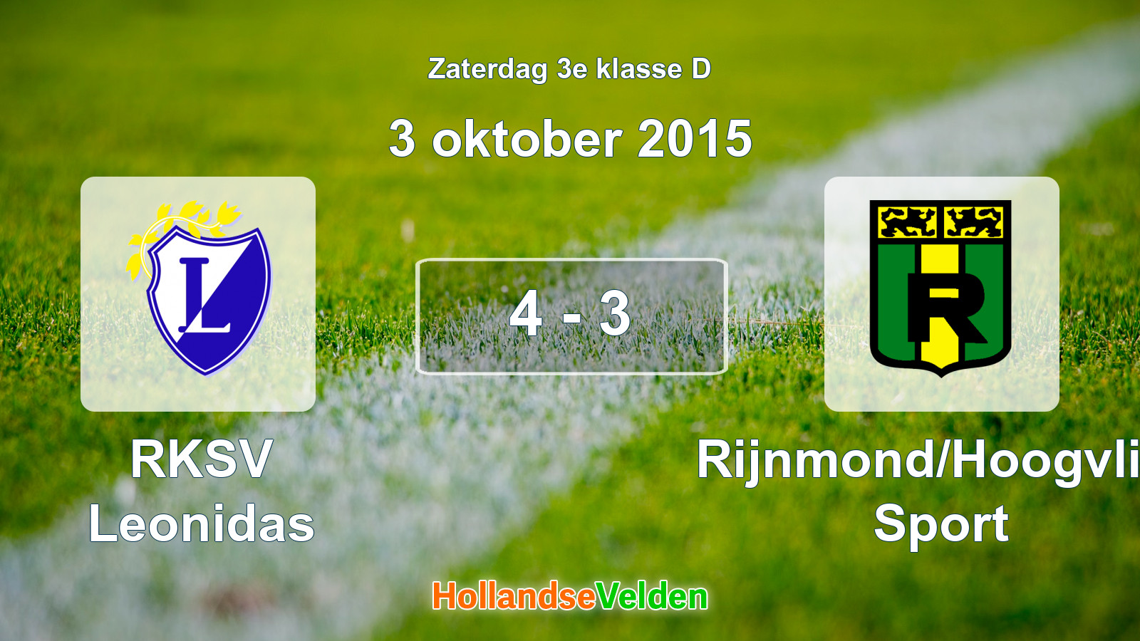 Gespeelde wedstrijd: RKSV Leonidas - Rijnmond/Hoogvliet Sport 4 - 3 (3 oktober 2015)
