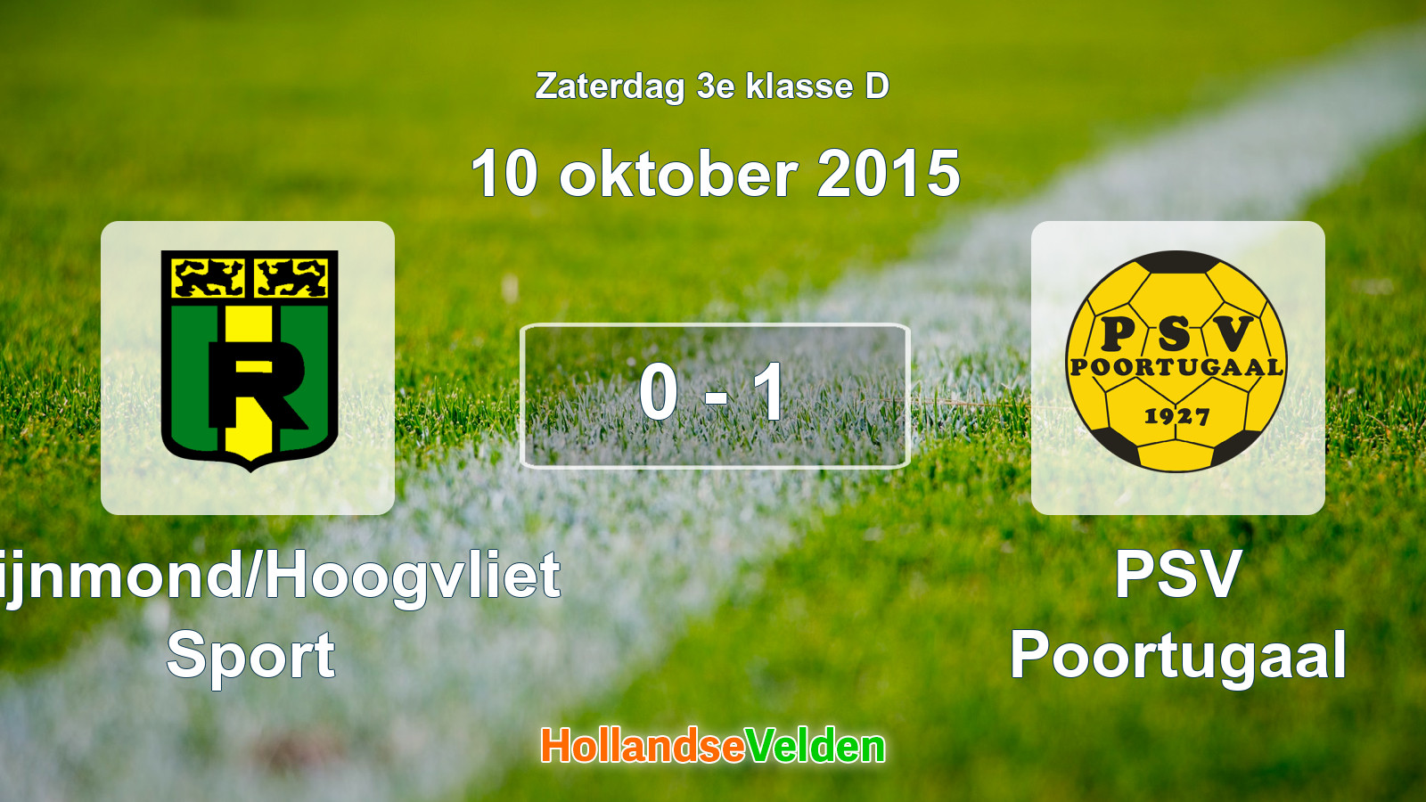Gespeelde wedstrijd: Rijnmond/Hoogvliet Sport - PSV Poortugaal 0 - 1 (10 oktober 2015)