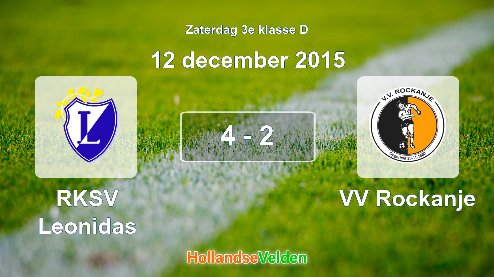 Gespeelde wedstrijd: RKSV Leonidas - VV Rockanje 4 - 2 (12 december 2015)