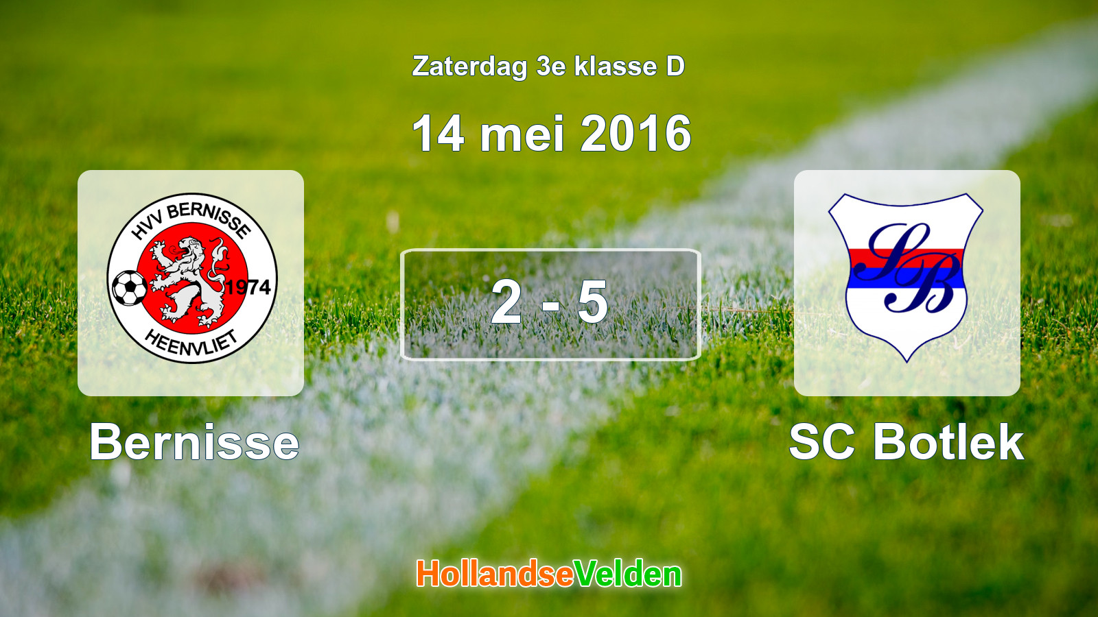 Gespeelde wedstrijd: Bernisse - SC Botlek 2 - 5 (14 mei 2016)