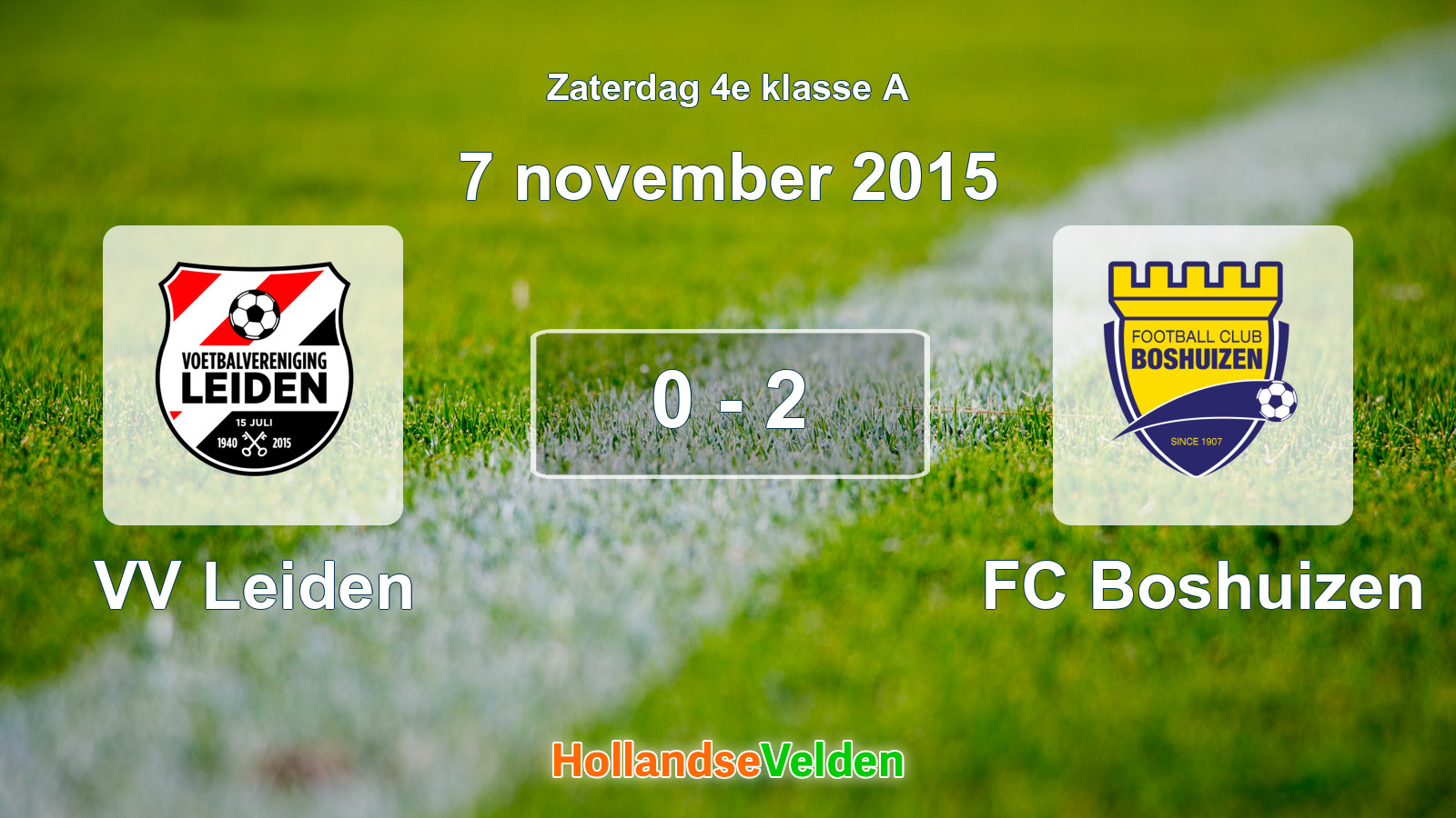 Gespeelde wedstrijd: VV Leiden - FC Boshuizen 0 - 2 (7 november 2015)