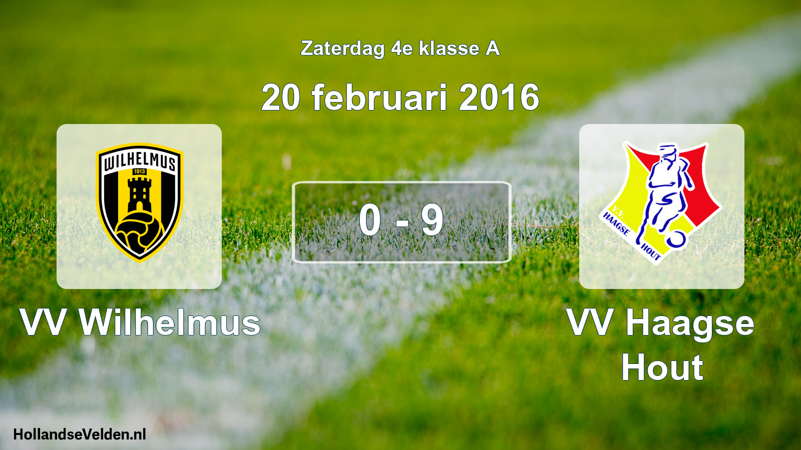 Gespeelde wedstrijd: VV Wilhelmus - VV Haagse Hout 0 - 9 (20 februari 2016)