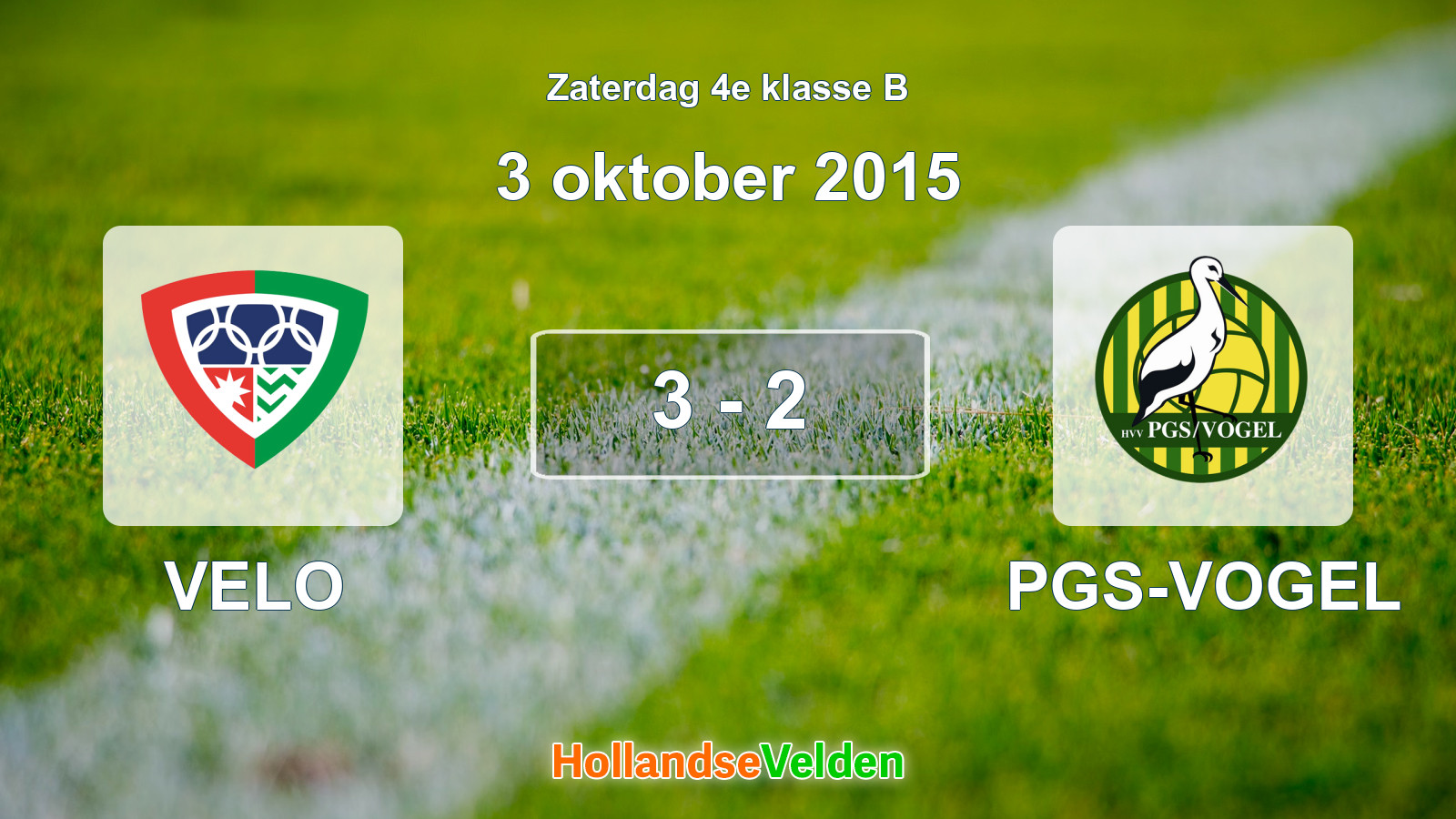 Gespeelde wedstrijd: VELO - PGS-VOGEL 3 - 2 (3 oktober 2015)