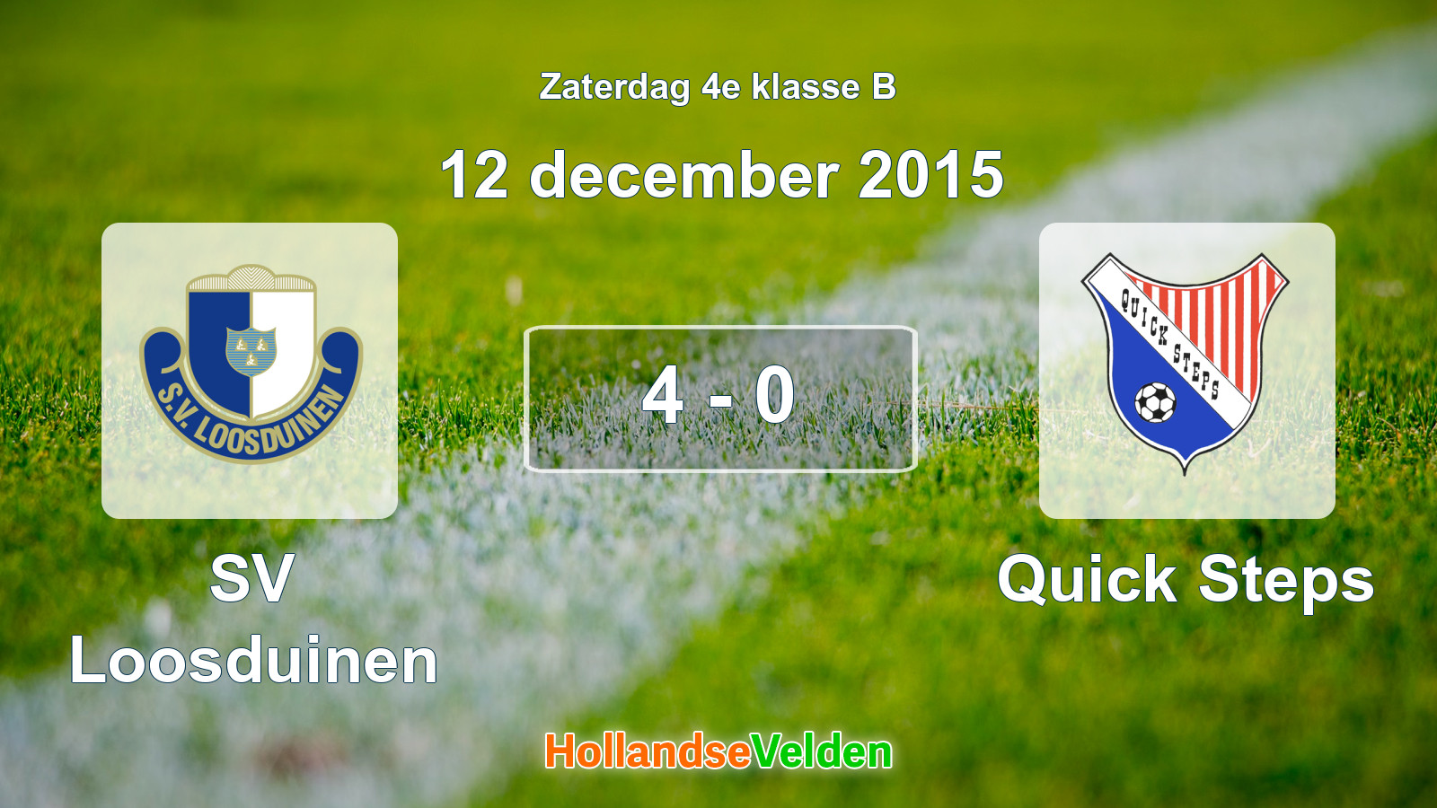Gespeelde wedstrijd: SV Loosduinen - Quick Steps 4 - 0 (12 december 2015)