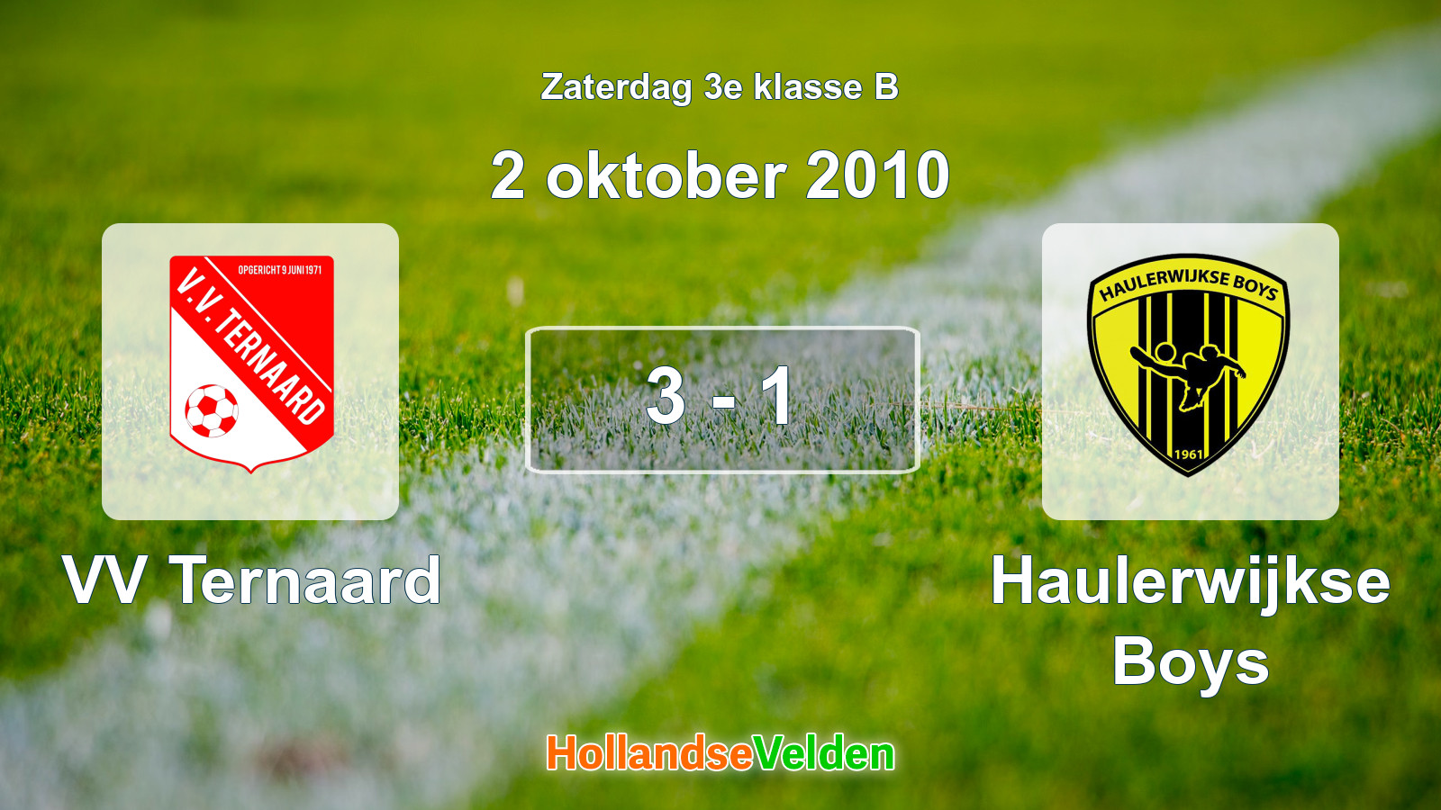 Gespeelde wedstrijd: VV Ternaard - Haulerwijkse Boys 3 - 1 (2 oktober 2010)
