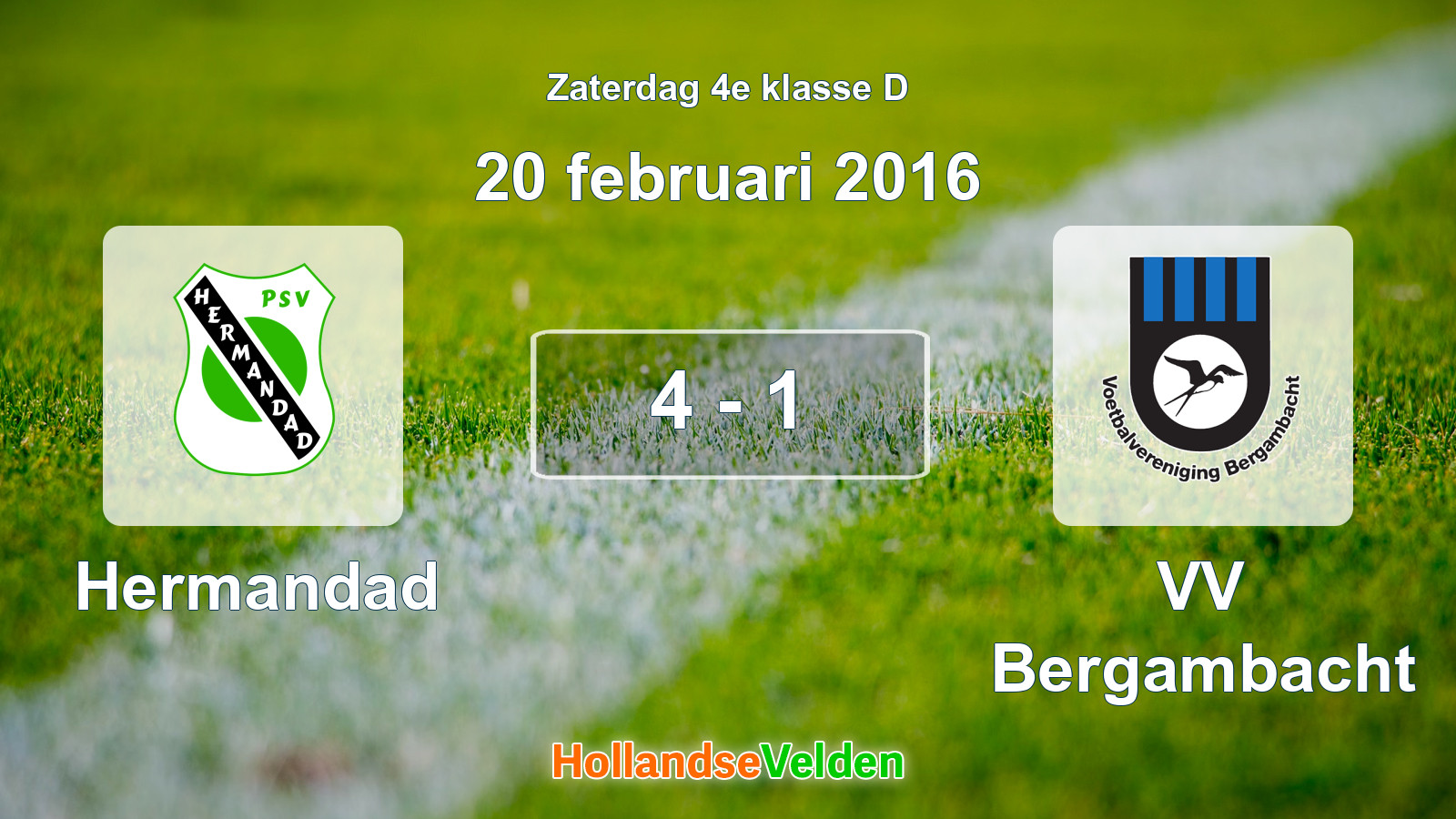 Gespeelde wedstrijd: Hermandad - VV Bergambacht 4 - 1 (20 februari 2016)