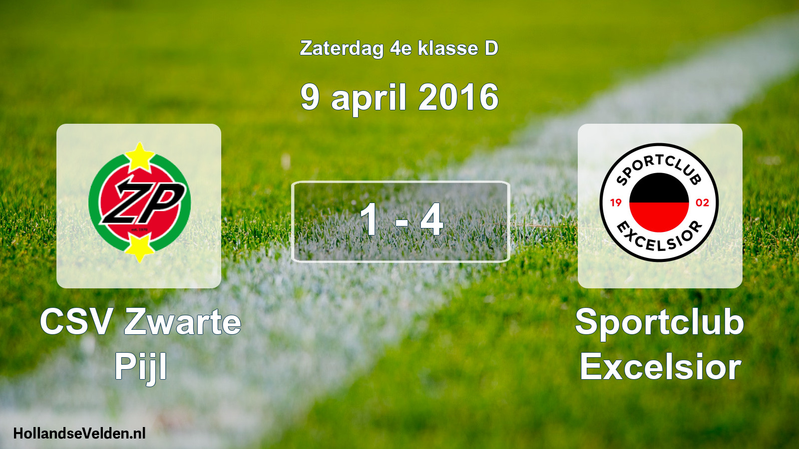 Gespeelde wedstrijd: CSV Zwarte Pijl - Sportclub Excelsior 1 - 4 (9 april 2016)