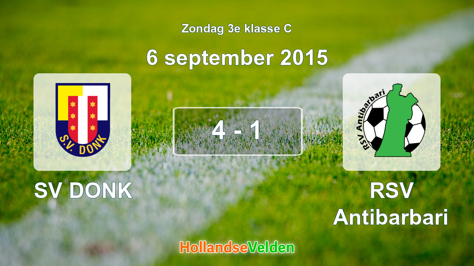 Gespeelde wedstrijd: SV DONK - RSV Antibarbari 4 - 1 (6 september 2015)