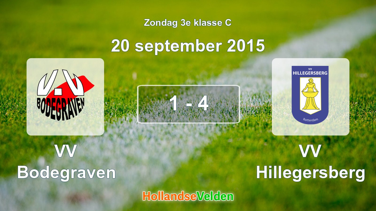 Gespeelde wedstrijd: VV Bodegraven - VV Hillegersberg 1 - 4 (20 september 2015)