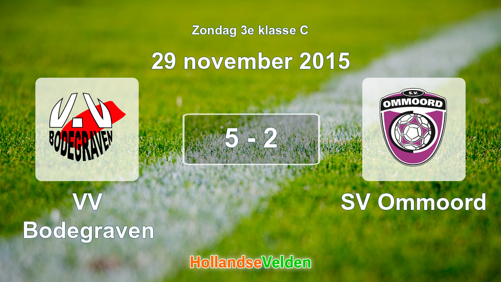 Gespeelde wedstrijd: VV Bodegraven - SV Ommoord 5 - 2 (29 november 2015)