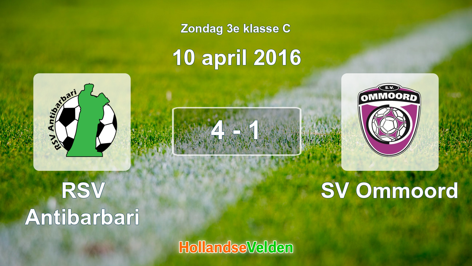 Gespeelde wedstrijd: RSV Antibarbari - SV Ommoord 4 - 1 (10 april 2016)