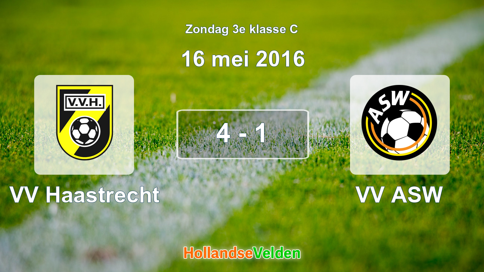Gespeelde wedstrijd: VV Haastrecht - VV ASW 4 - 1 (16 mei 2016)