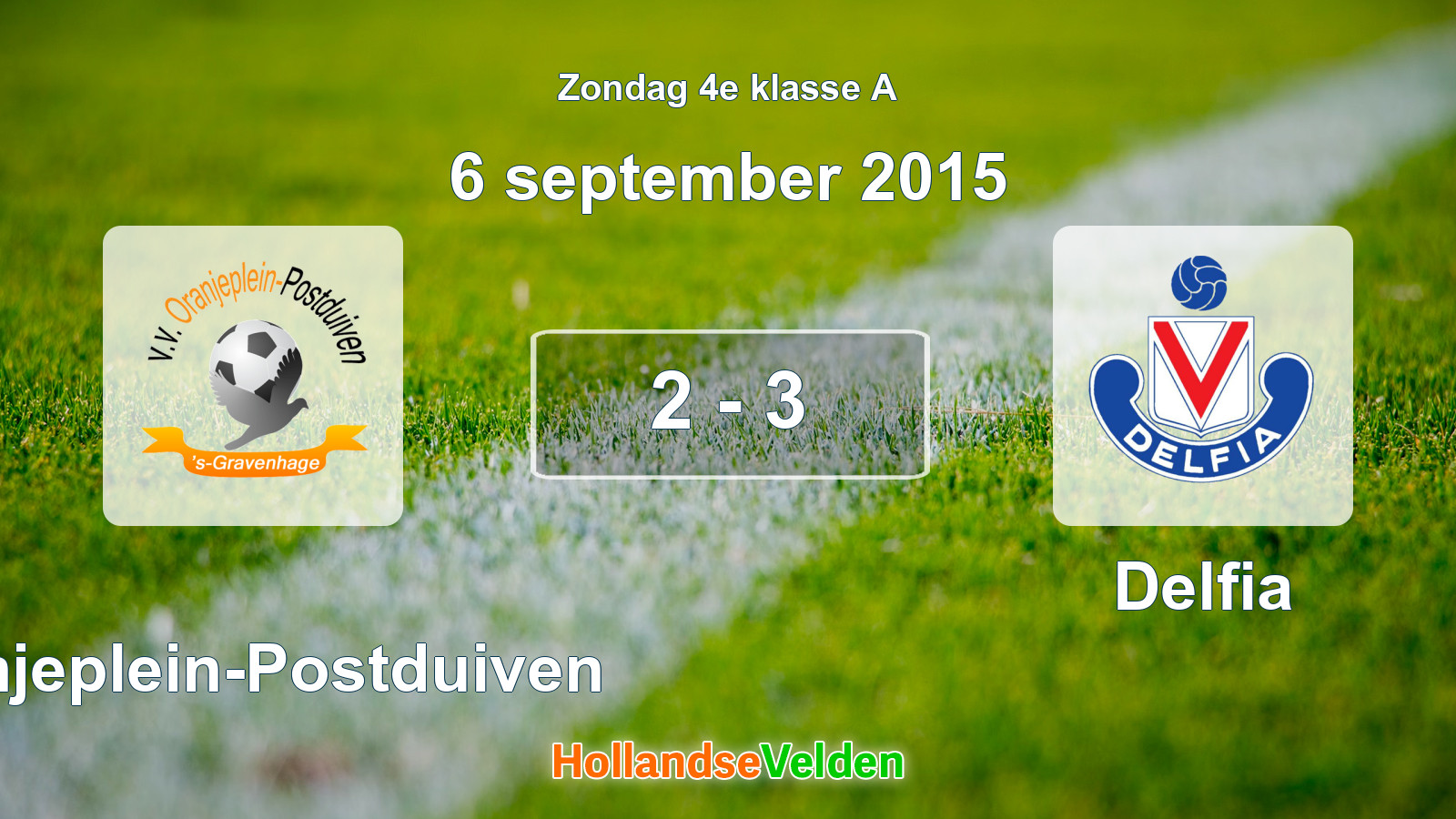 Gespeelde wedstrijd: Oranjeplein-Postduiven - Delfia 2 - 3 (6 september 2015)