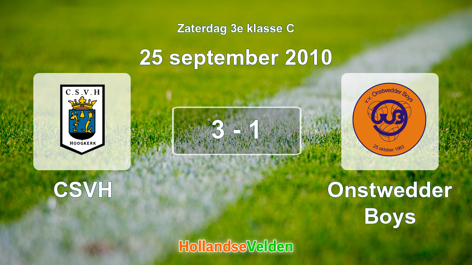 Gespeelde wedstrijd: CSVH - Onstwedder Boys 3 - 1 (25 september 2010)