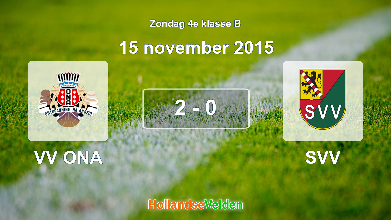 Gespeelde wedstrijd: VV ONA - SVV 2 - 0 (15 november 2015)
