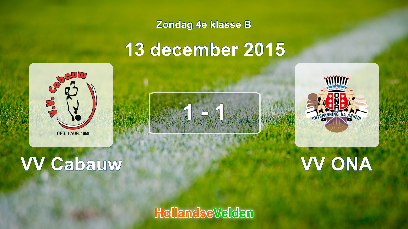 Gespeelde wedstrijd: VV Cabauw - VV ONA 1 - 1 (13 december 2015)