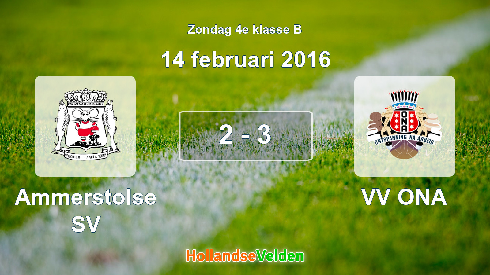 Gespeelde wedstrijd: Ammerstolse SV - VV ONA 2 - 3 (14 februari 2016)