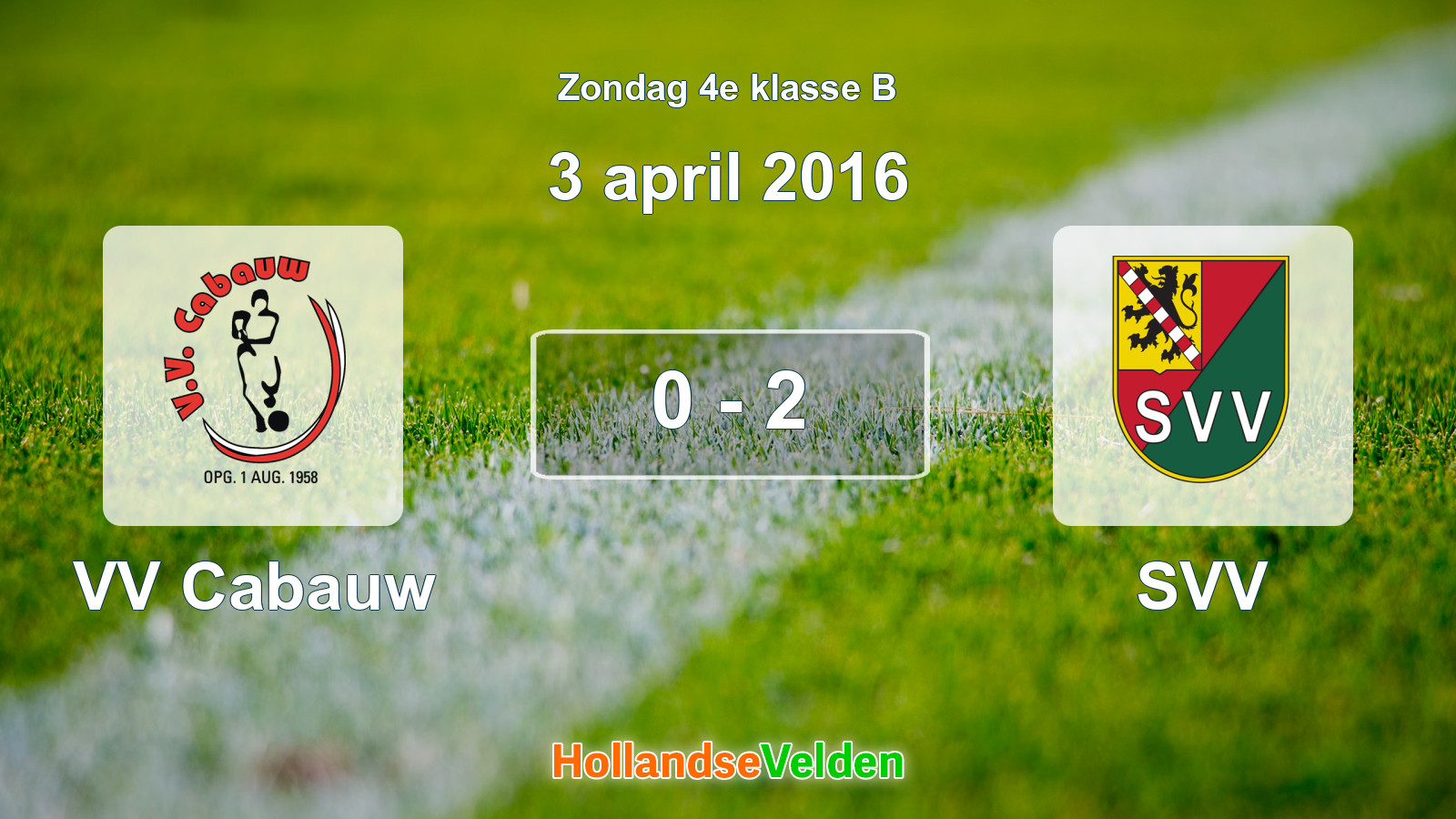 Gespeelde wedstrijd: VV Cabauw - SVV 0 - 2 (3 april 2016)