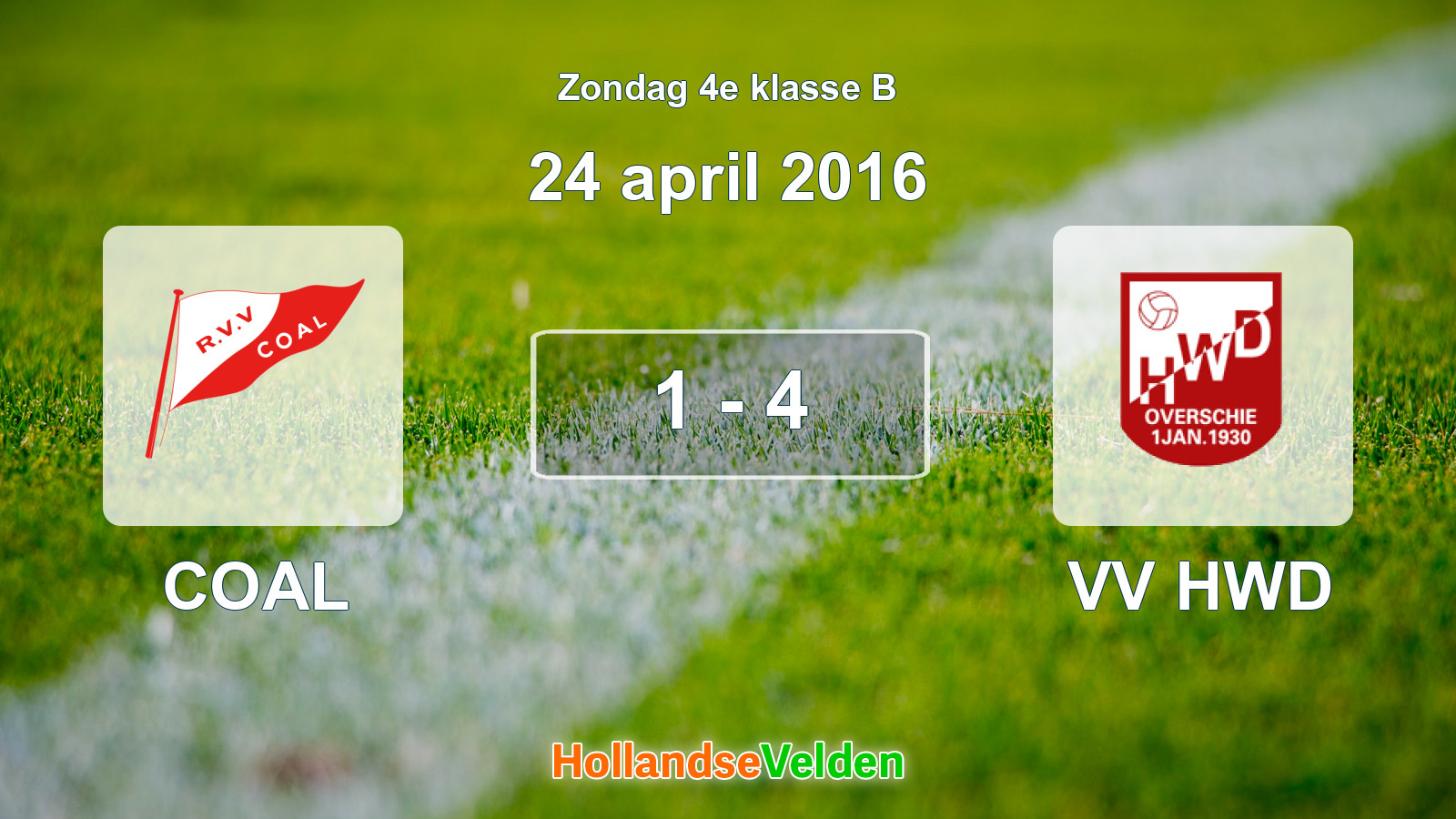 Gespeelde wedstrijd: COAL - VV HWD 1 - 4 (24 april 2016)