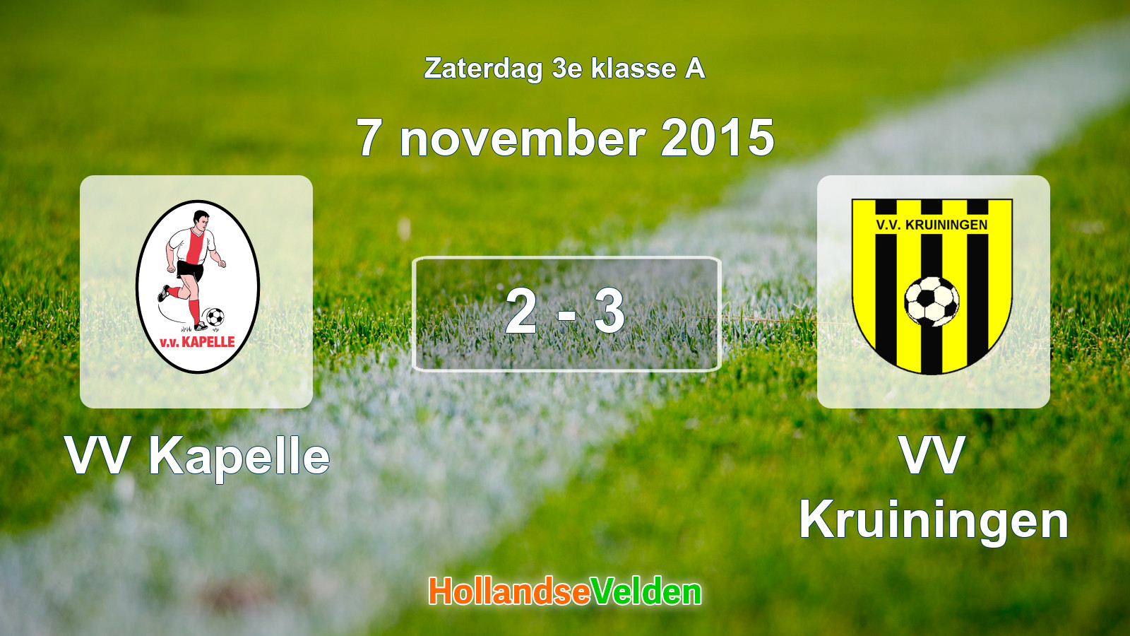 Gespeelde wedstrijd: VV Kapelle - VV Kruiningen 2 - 3 (7 november 2015)