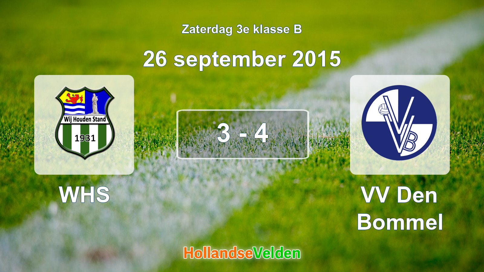 Gespeelde wedstrijd: WHS - VV Den Bommel 3 - 4 (26 september 2015)