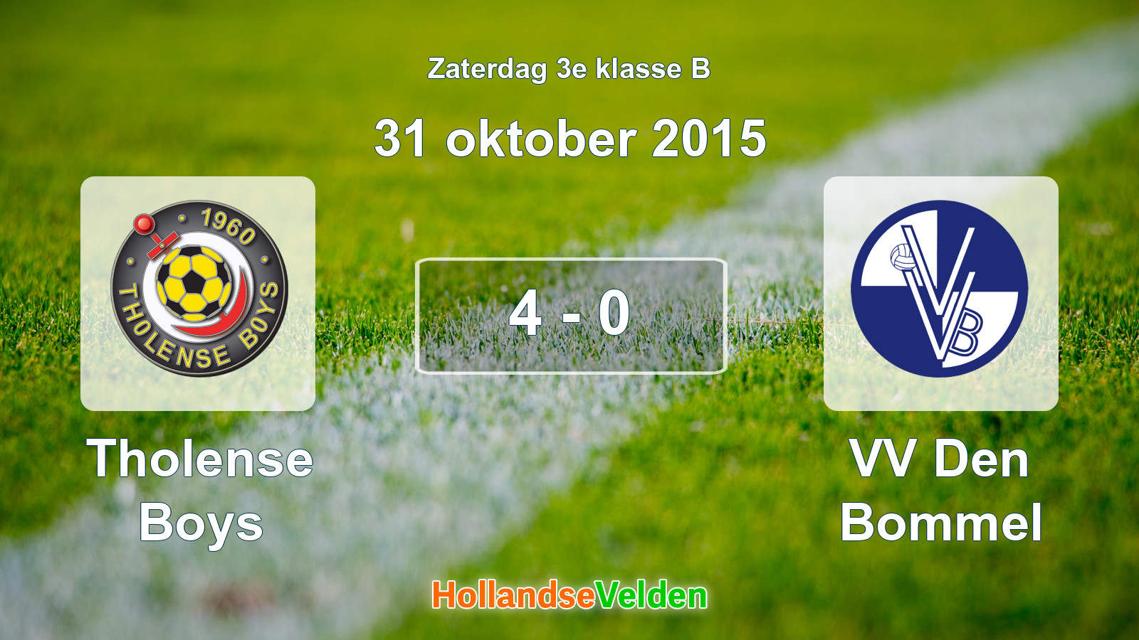 Gespeelde wedstrijd: Tholense Boys - VV Den Bommel 4 - 0 (31 oktober 2015)