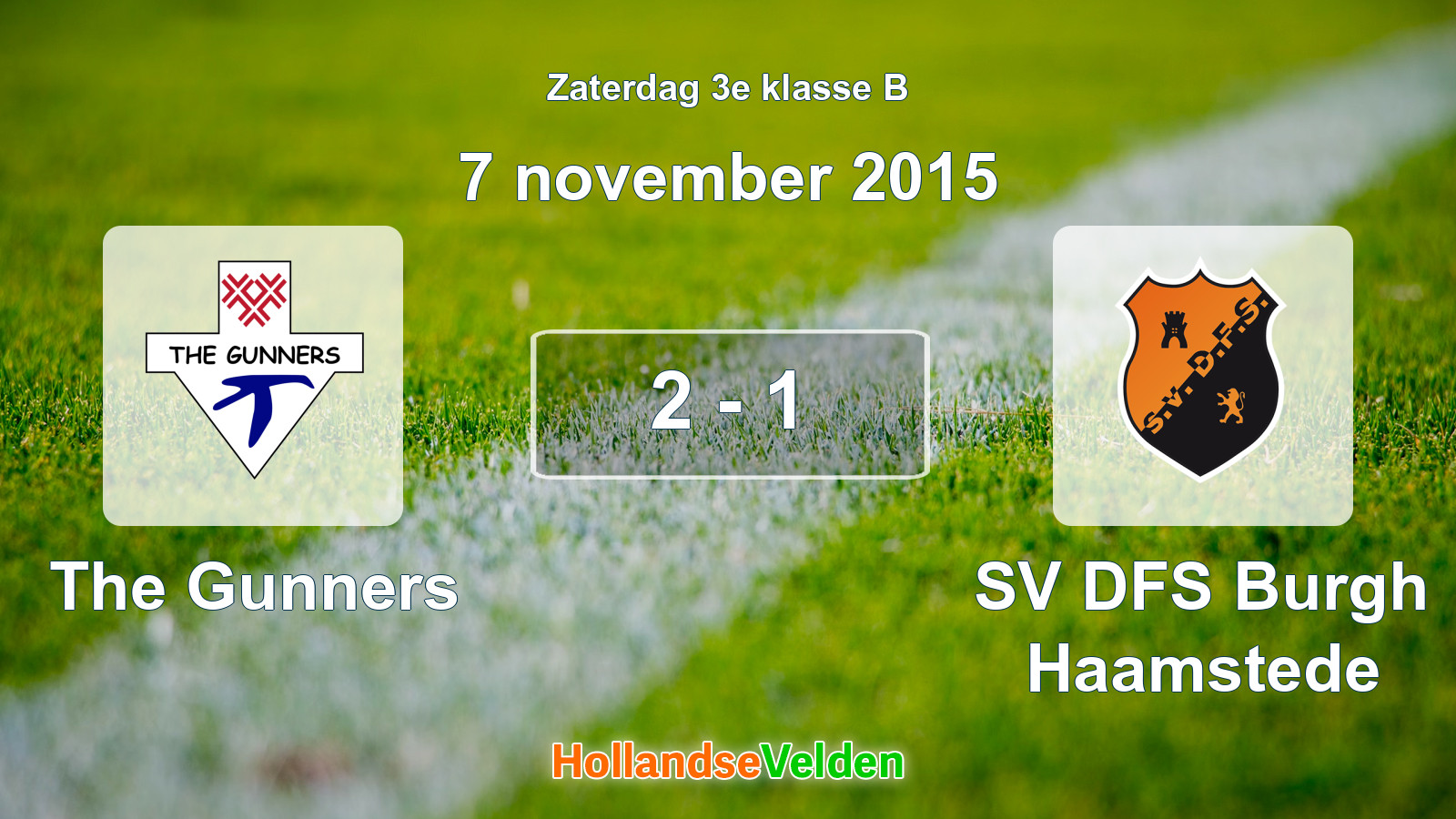 Gespeelde wedstrijd: The Gunners - SV DFS Burgh Haamstede 2 - 1 (7 november 2015)