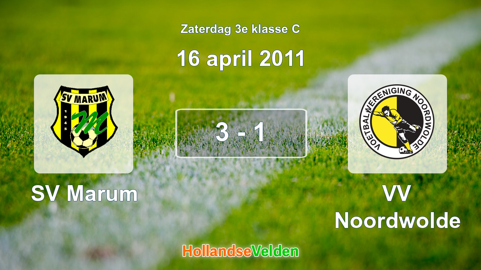Gespeelde wedstrijd: SV Marum - VV Noordwolde 3 - 1 (16 april 2011)
