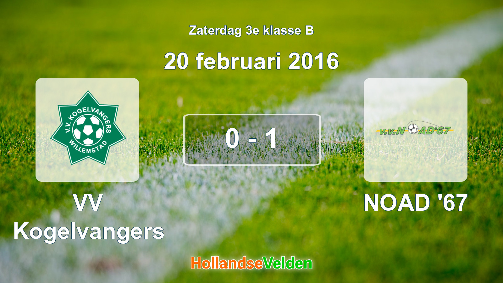 Gespeelde wedstrijd: VV Kogelvangers - NOAD '67 0 - 1 (20 februari 2016)
