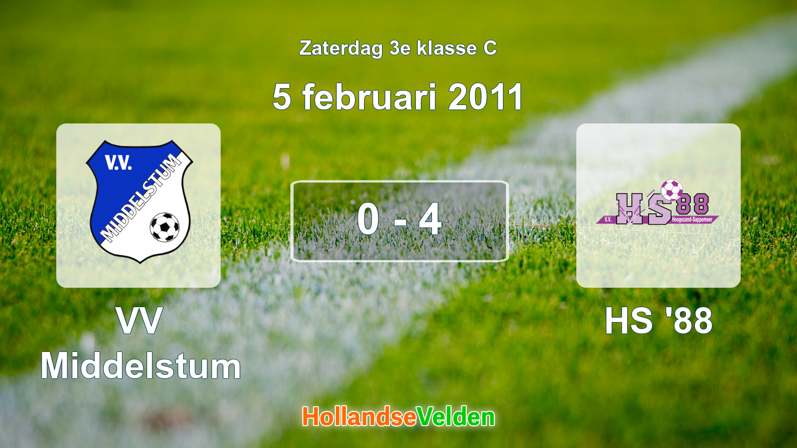 Gespeelde wedstrijd: VV Middelstum - HS '88 0 - 4 (5 februari 2011)