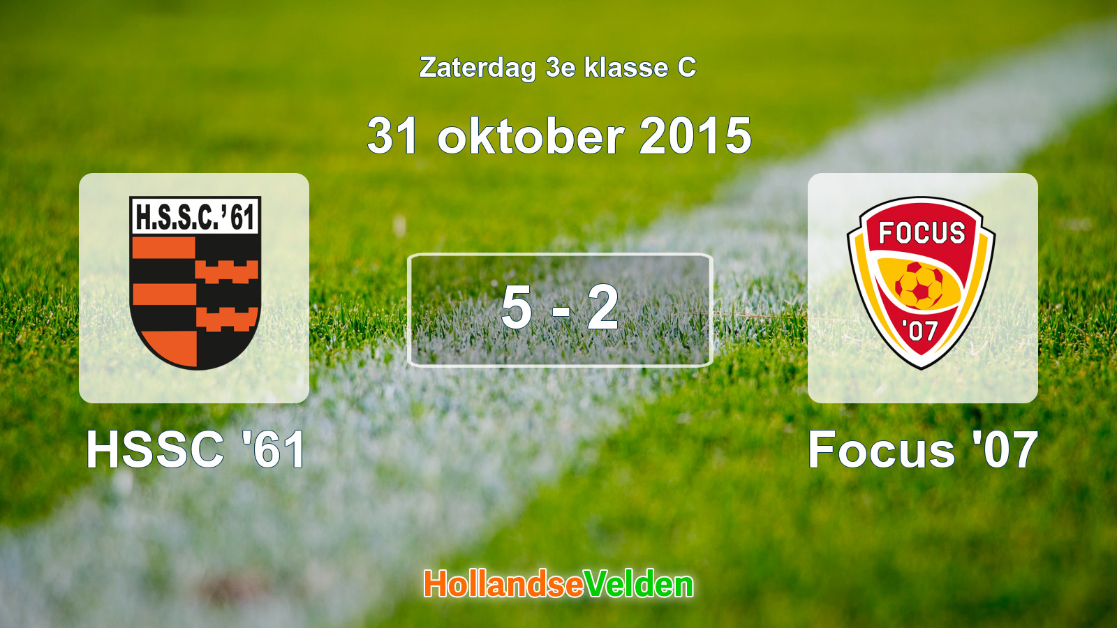Gespeelde wedstrijd: HSSC '61 - Focus '07 5 - 2 (31 oktober 2015)
