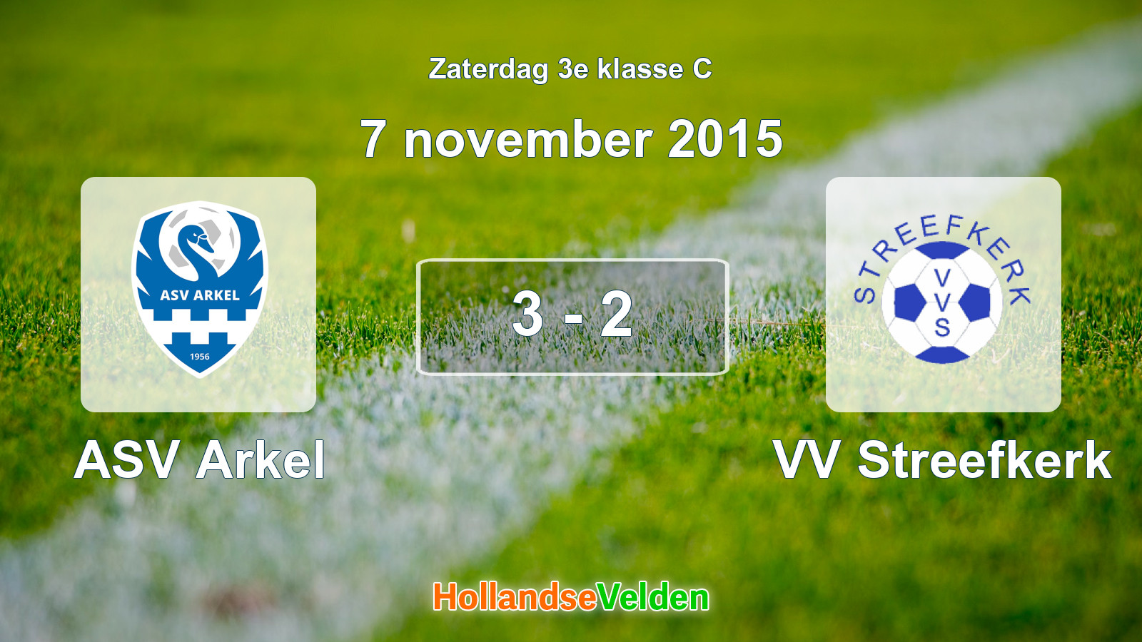 Gespeelde wedstrijd: ASV Arkel - VV Streefkerk 3 - 2 (7 november 2015)
