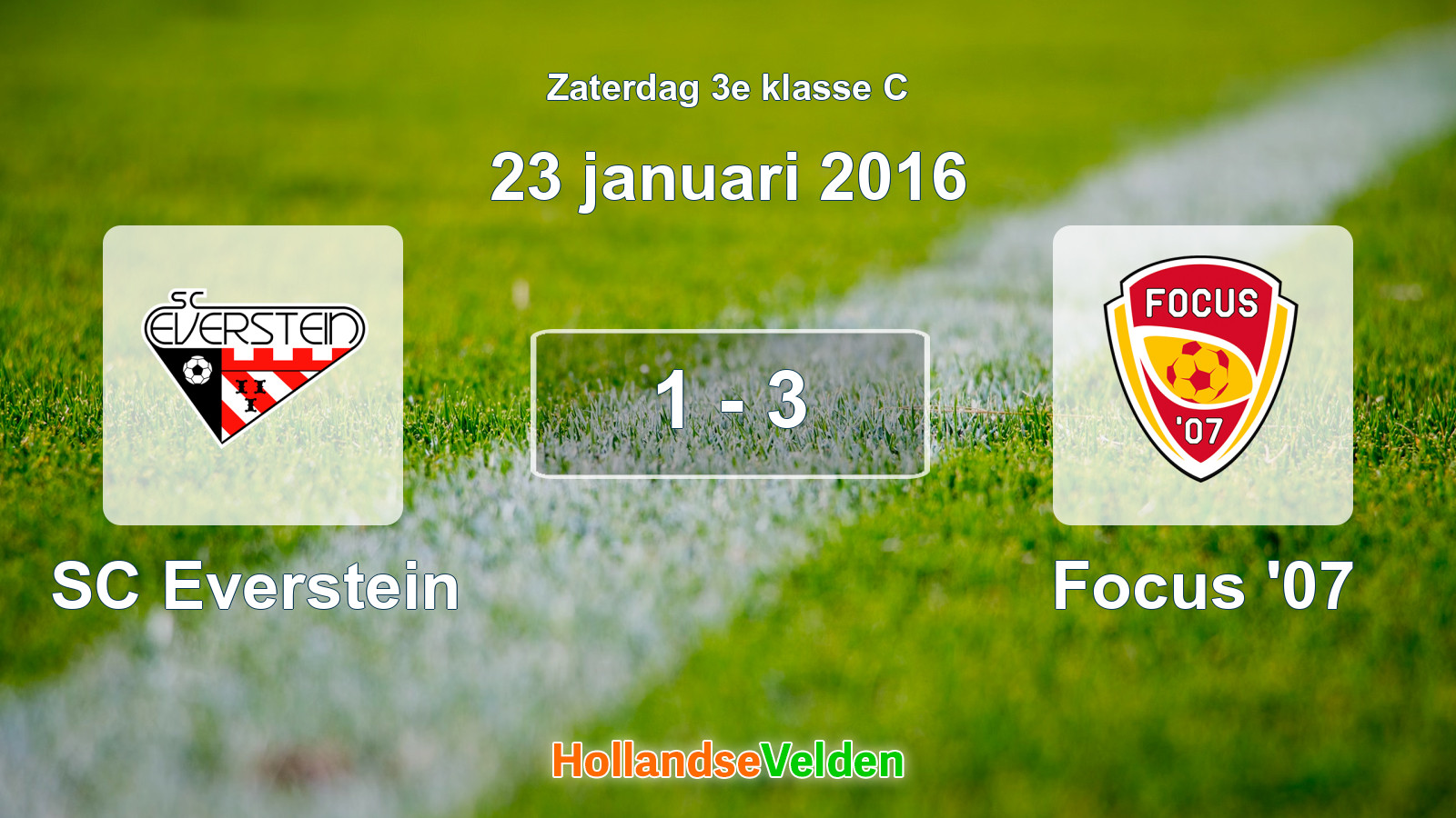 Gespeelde wedstrijd: SC Everstein - Focus '07 1 - 3 (23 januari 2016)