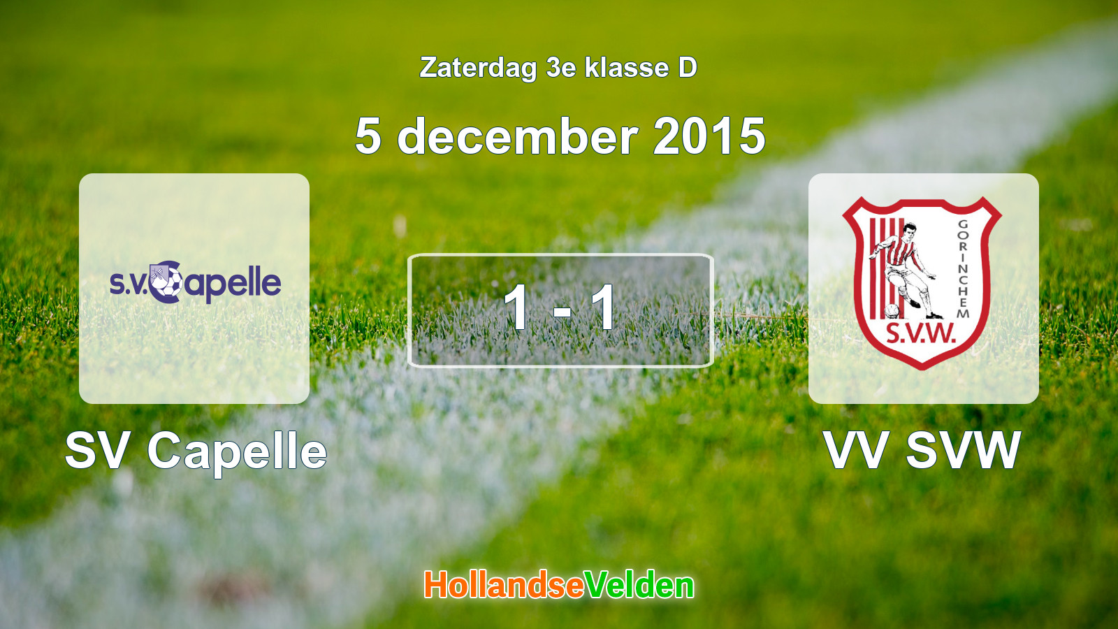 Gespeelde wedstrijd: SV Capelle - VV SVW 1 - 1 (5 december 2015)