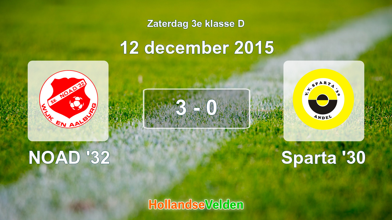 Gespeelde wedstrijd: NOAD '32 - Sparta '30 3 - 0 (12 december 2015)