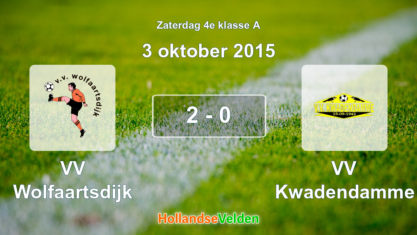 Gespeelde wedstrijd: VV Wolfaartsdijk - VV Kwadendamme 2 - 0 (3 oktober 2015)
