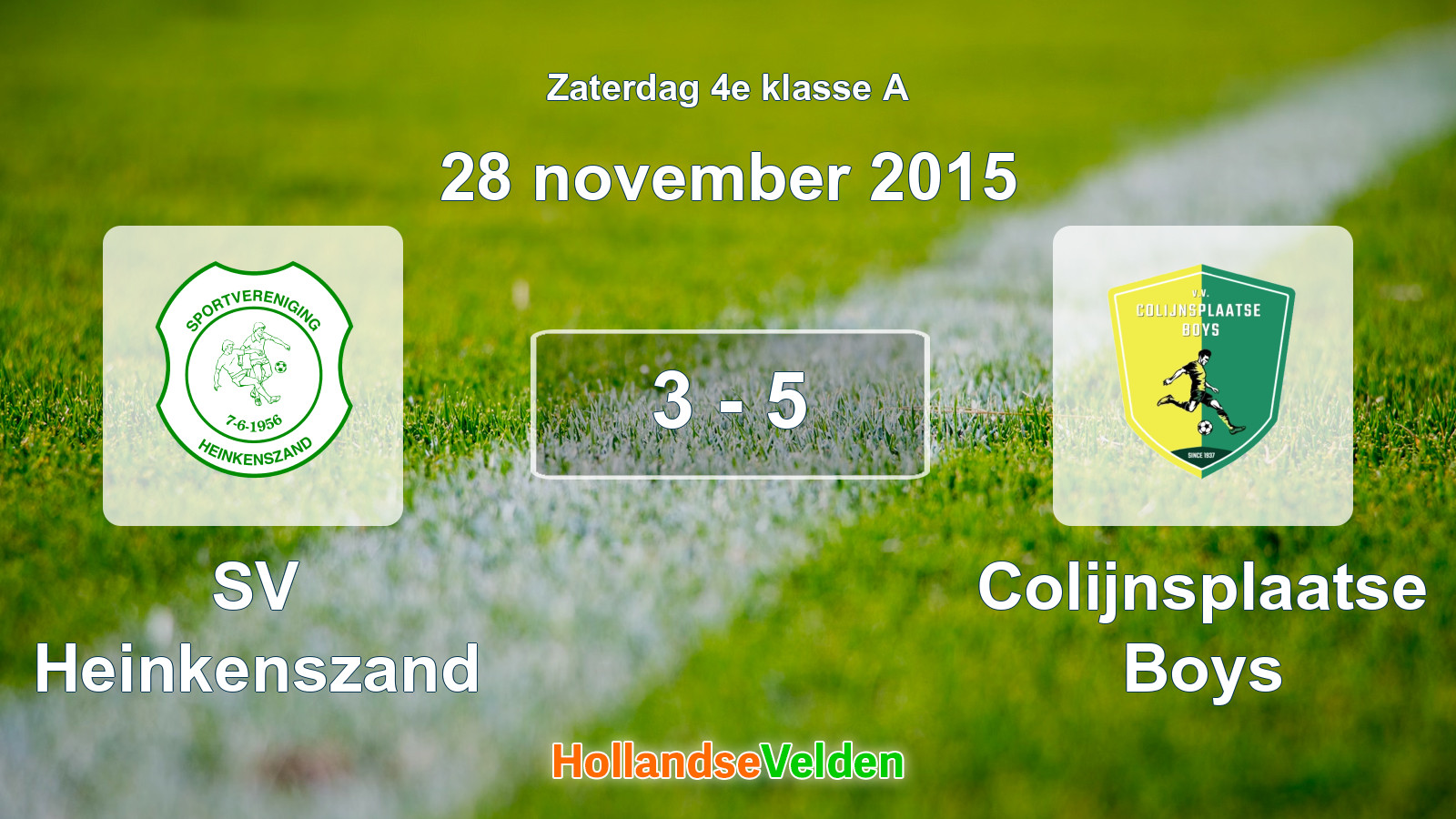 Gespeelde wedstrijd: SV Heinkenszand - Colijnsplaatse Boys 3 - 5 (28 november 2015)