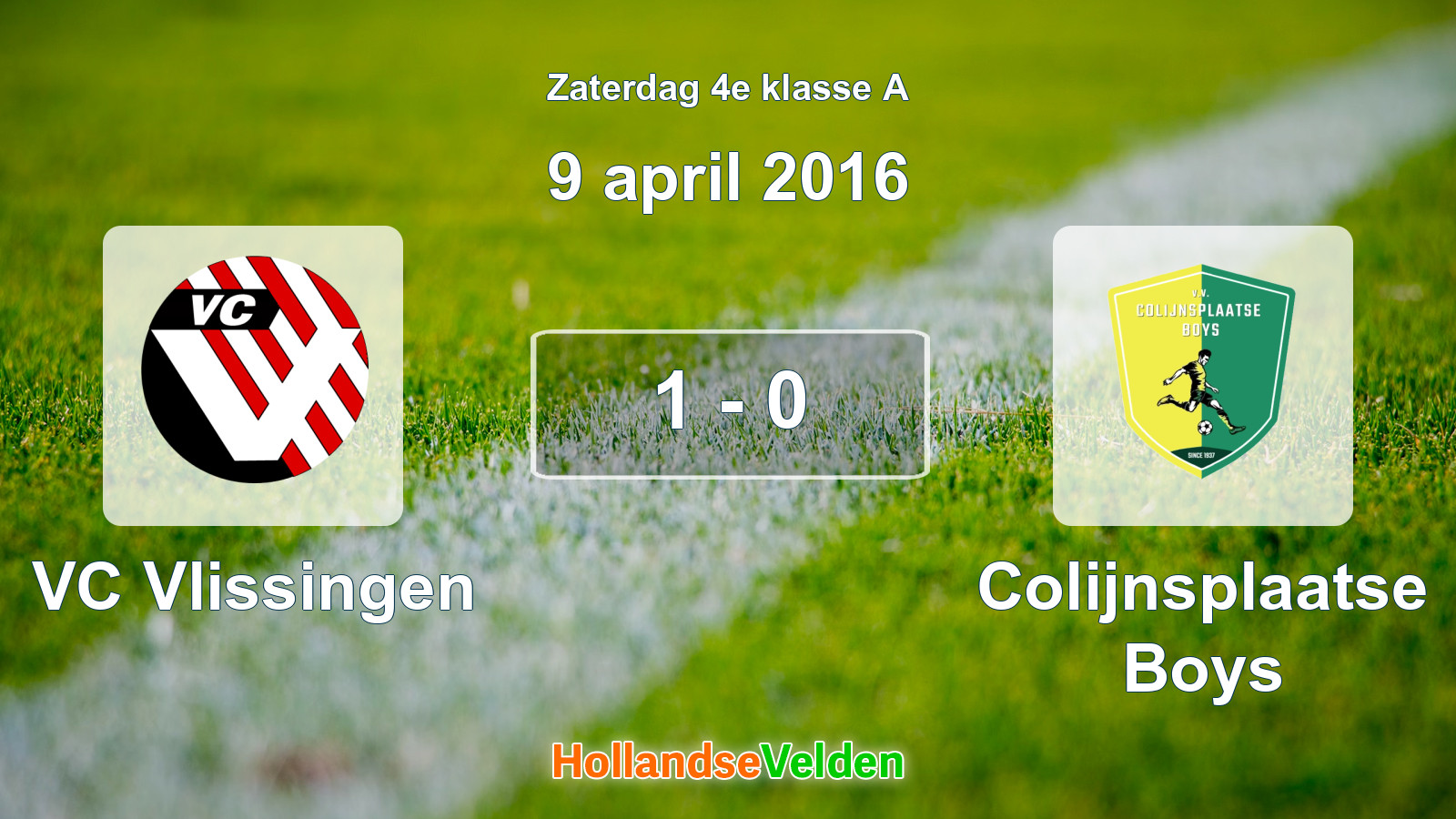 Gespeelde wedstrijd: VC Vlissingen - Colijnsplaatse Boys 1 - 0 (9 april 2016)